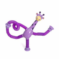Glow Stretch Giraffe Telescopic Tube Toy, Cartoon Suction Cup Sensory Fidget Toy for Parent-Child Interactive Play, Stress Relief Toy