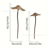 Vintage Brown Mushroom Garden Stakes for Outdoor Planters & Potted Plants