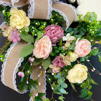 Easter Bunny Floral Wreath for Front Door, Spring Countryside Decor