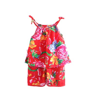 Kids' Summer Sleeveless Vest and Shorts Set with Floral Print for Boys and Girls