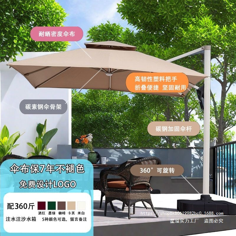 Outdoor Cantilever Patio Umbrella with Cross Base for Garden, Commercial, Camping, and Picnic