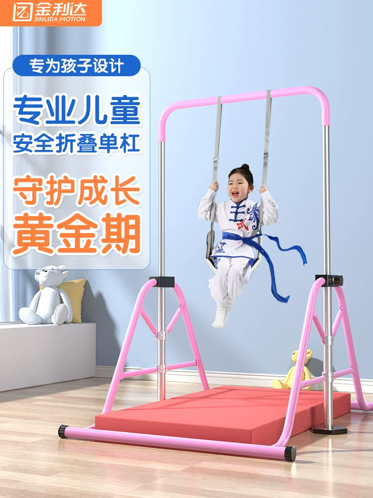 Foldable Kids Indoor Pull-Up Bar with Swing and Growth-Promoting Stretch Function