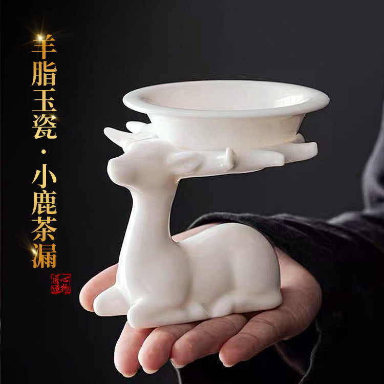 Deer Ceramic Tea Strainer with Fine Mesh Filter for Loose Leaf Tea