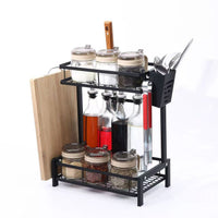 Thickened Under-Sink Kitchen Storage Rack Double-Layer Pull-Out Organizer Multi-functional Spice Rack