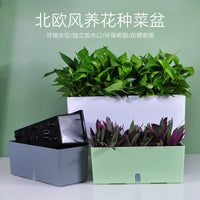 Self-Watering Planter Box with Visible Water Level Indicator for Balcony Vegetable Gardening