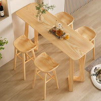 Nordic Solid Wood Dining Table, Small Household Bar Table, Window Bar, Homestay Wall Bar Table and Chair Set