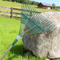 22-Tooth Steel Wire Rake for Garden and Yard Cleaning, Leaf Collection