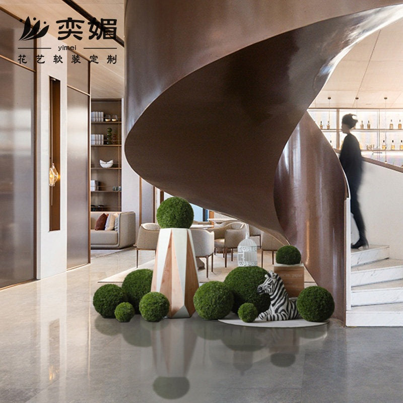 Artificial Moss Ball Plant Decor for Indoor Landscape, Staircase, Window Display