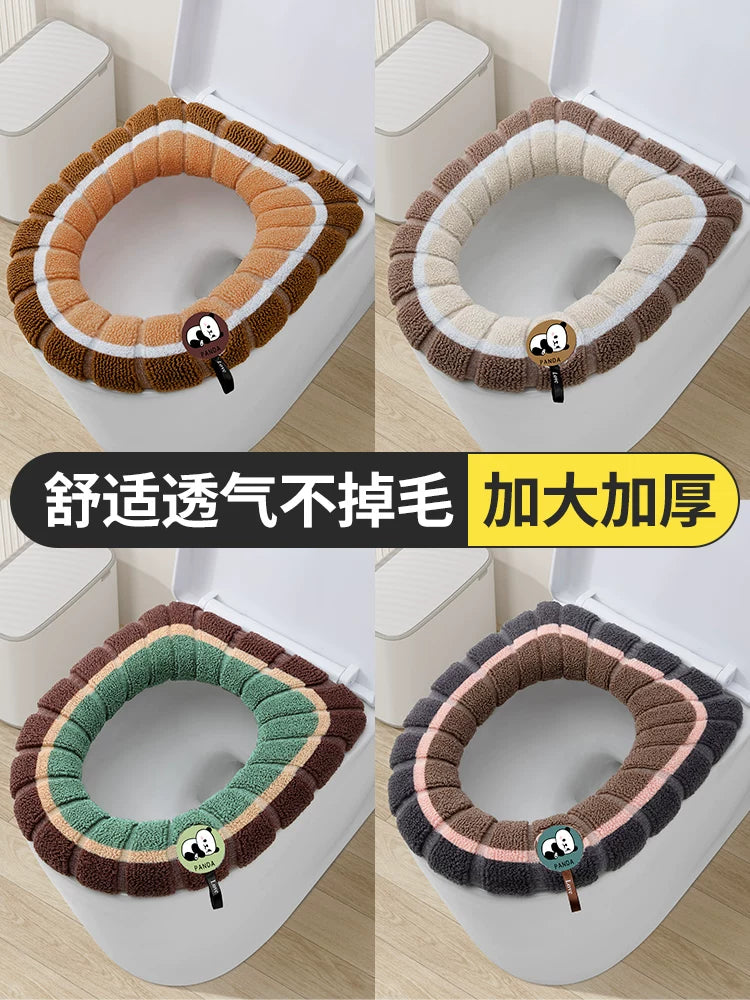 Plush Knitted Toilet Seat Cover Cushion, Thickened Warm Universal for All Seasons