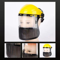 Head-Mounted Mesh Face Shield for Gardening, Logging, and Spraying