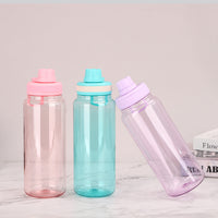 Large Capacity Flip-Top Outdoor Sports Water Bottle with Handle, Portable Single-Layer Plastic Space Kettle for Hiking