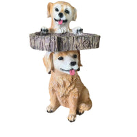 Dog Bird Feeder Outdoor Garden Sculpture Resin Craft Ornament