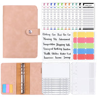 A6 PU Leather 27-Piece Budget Binder Set with Zipper Envelopes and Lined Paper