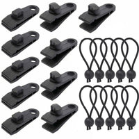 Outdoor Tent Tarp Clips with Bungee Balls for Camping and Awnings
