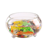 Round Three-Leg Glass Fish Tank Mini Desktop Aquarium for Home Office Decor