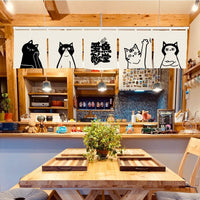 Cute Cat Print Japanese Noren Doorway Curtain for Kitchen Bedroom Decor