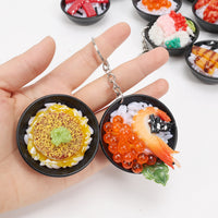 Miniature Japanese Food Bowl Keychain - Realistic PVC Simulation Rice Dishes