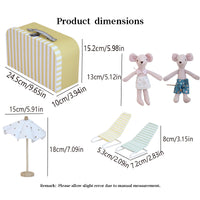 Miniature Suitcase Beach Mouse Doll Set with Furniture for Kids