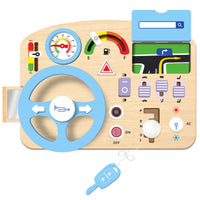 Montessori Multifunctional Busy Board for Toddlers with Music, Steering Wheel, and Lock Activities