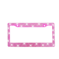 US/Canada/Mexico Universal Rhinestone Car License Plate Frame - Round Hole Plastic Acrylic Diamond License Plate Holder