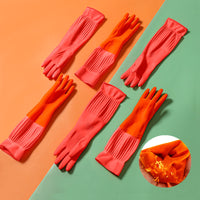 Integrated Velvet-Lined Rubber Latex Gloves for Dishwashing, Laundry, and Kitchen Chores