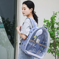 Transparent Pet Bird Carrier Backpack with Perch and Food Cups for Travel