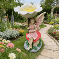 Fairy Garden Bird Feeder Ornament Outdoor Resin Craft