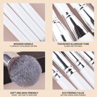 30-Piece Silver Professional Makeup Brush Set for Foundation, Concealer, Blush, and Powder