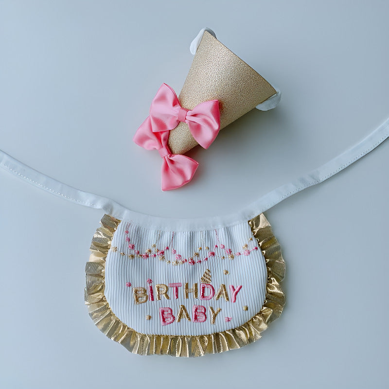 Pet Dog Cat Birthday Bib Set Golden Festive Series