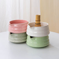 Japanese Style Matcha Tea Ceremony Set with Spouted Bowl, Whisk, and Ceramic Gift Box