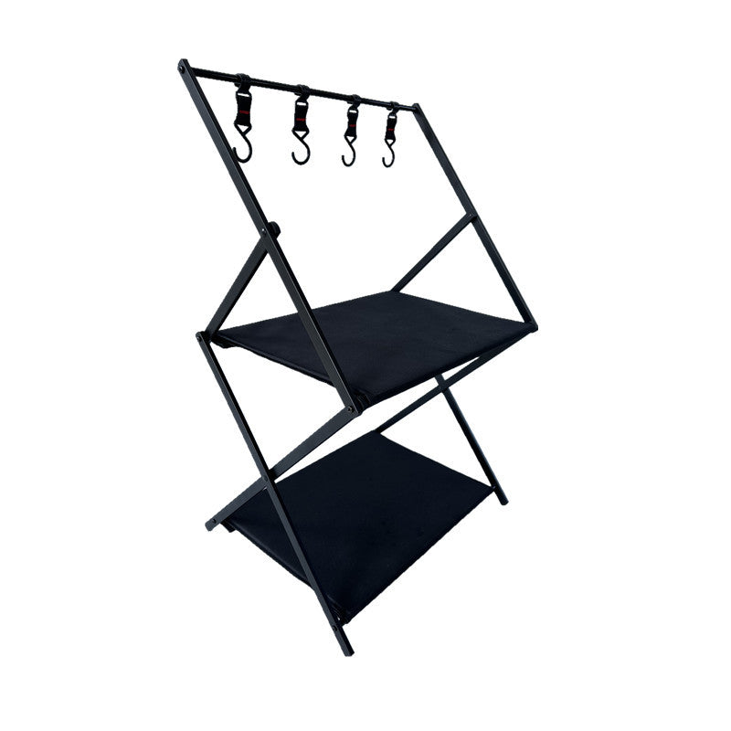 Portable Aluminum Alloy 2/3-Tier Folding Outdoor Storage Rack for Camping & Picnic