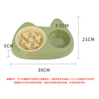 Anti-Choke Slow Feeder Cat Dog Bowl with Stainless Steel Double Bowls, Non-Slip Easy Clean Pet Food Water Dish