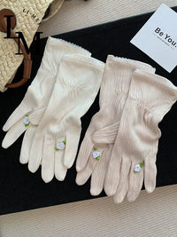 Camellia UV Protection Driving Gloves for Women, Breathable Cotton Touchscreen Sunscreen Gloves