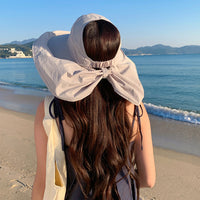 Korean Style Retro Wide Brim Sun Visor Bucket Hat for Travel and Sun Protection