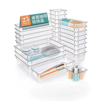 Clear Plastic Drawer Organizer Set for Desk, Bathroom, Bedroom, Office, Kitchen