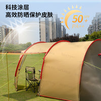 Double Layer Tunnel Tent for Outdoor Camping, Large Space, Rainproof, Sunshade, Mosquito Net