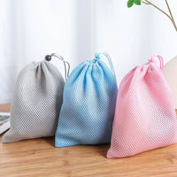 Drawstring Mesh Storage Bags for Toys and Sundries, Elastic Polyester