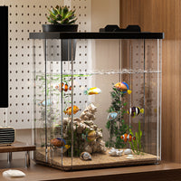 Desktop Aquarium Fish Tank for Home and Office, Thickened Square Ecological Tank for Goldfish and Landscaping