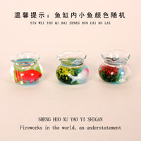 Miniature Resin Fish Tank Desktop Ornament with Artificial Aquatic Plants