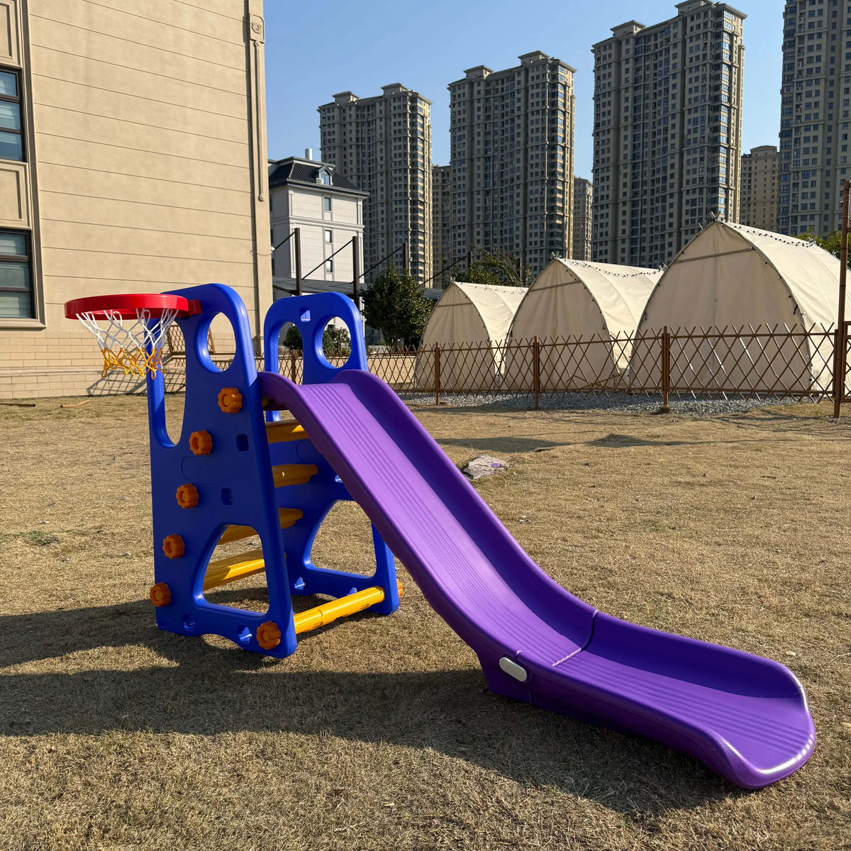Kids' Indoor/Outdoor Plastic Slide with Extended Chute - 2-in-1 Toddler Play Set for Home
