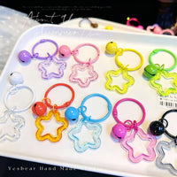 Acrylic Star Keychain Pendant with Bell for DIY Crafts and Bag Charms