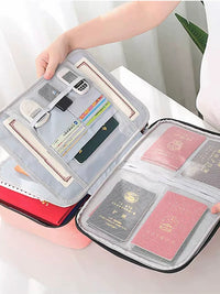 Large Capacity Travel Document Organizer with Password Lock for Passports and Cards
