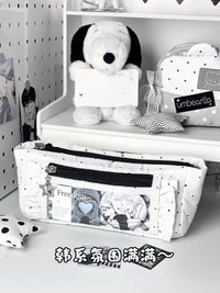 Polka Dot Pencil Case with Stationery Set for Girls, Transparent Lace Design