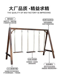 Outdoor Wooden Swing Chair for Patio Yard Balcony - Anti-Corrosion Multi-Person Rocking Chair