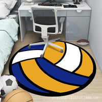Round Crystal Velvet Sports Ball Area Rug for Room Decor, Non-Slip Mat for Computer Chair