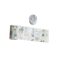 Vintage Hand-Drawn Illustration Washi Tape for Journaling and Scrapbooking