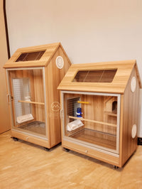 Mishiqi Wooden Parrot Cage for Adult Cockatiels Breeding and Ornamental Birds DIY Landscape Cage