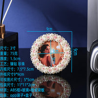 3-Inch Pearl Rose Round Photo Frame Mini Desktop Ornament