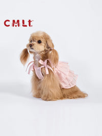 CMLTPET Maltese Teddy Dog Linen Lyocell Suspender Dress Pet Outfit
