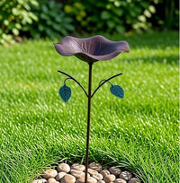 Decorative Iron Bird Bath with Lotus Leaf Design for Garden & Patio